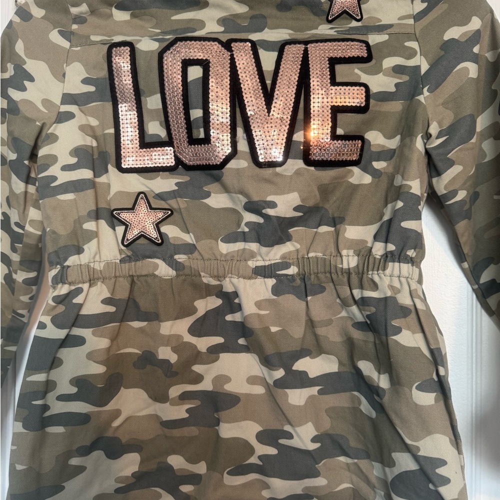 Girls' Olive Green Top with Pink Logo Detail